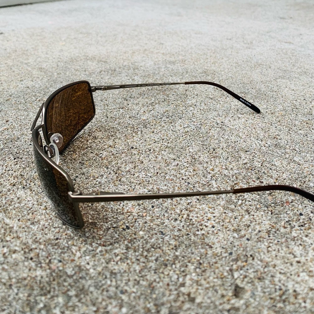 Charmant Polarized Brown Tinted Lenses Double Bridge Titanium Frame Sunglasses - Picture 9 of 15
